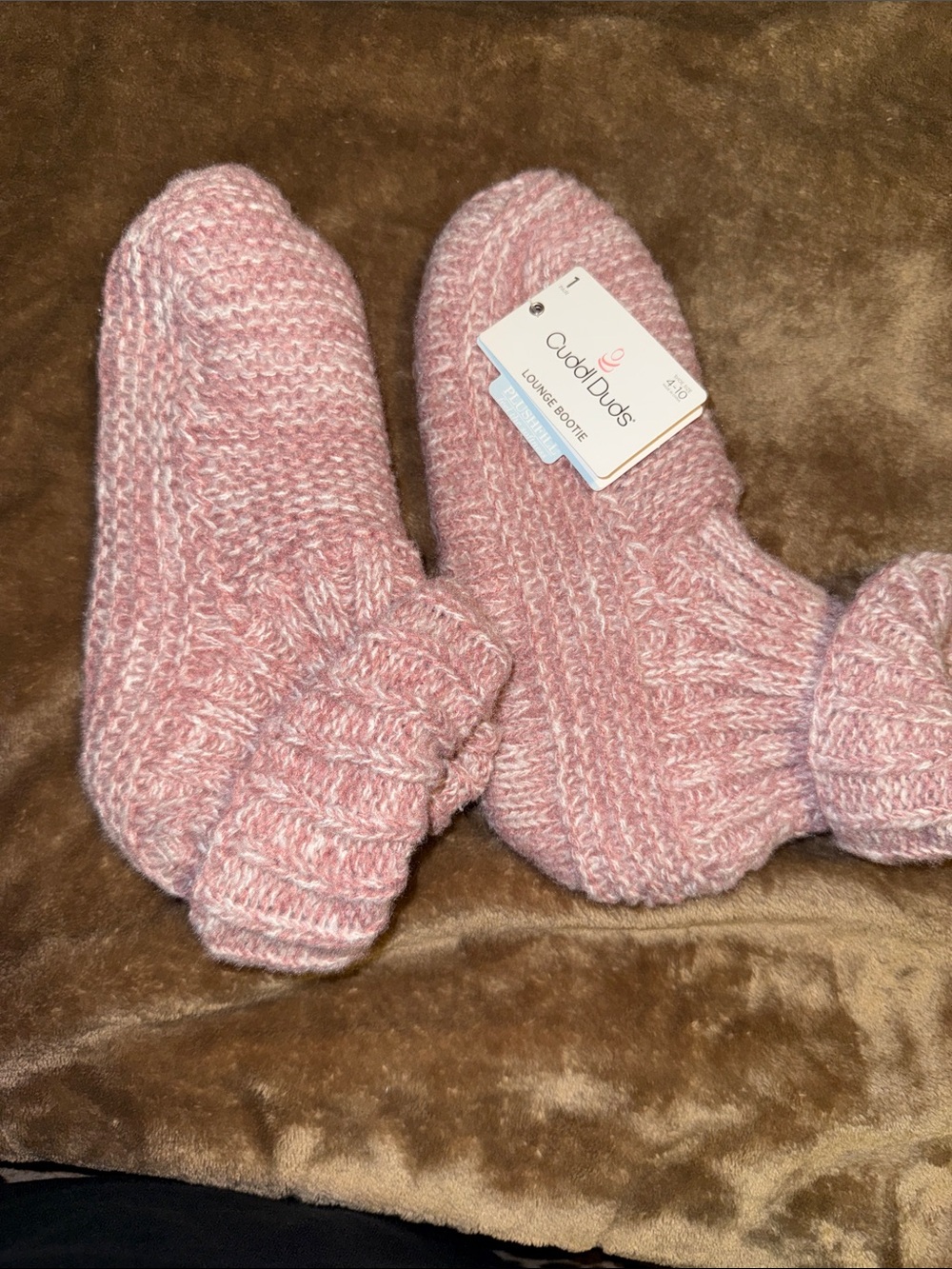 Cuddl Duds Pink Knit Lounge Booties